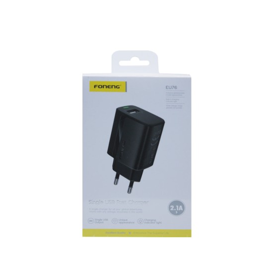 Adaptador Foneng EU76 USB-A 2.1A Preto